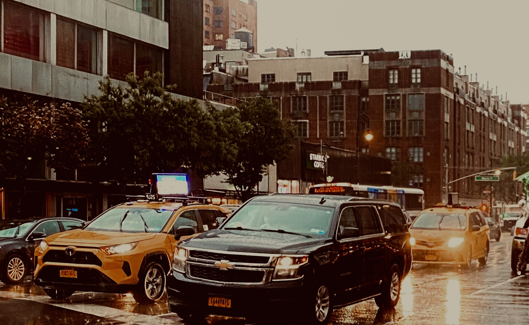 Taxi Ride in a rainy city